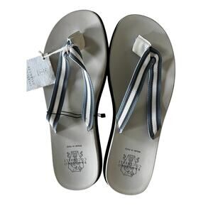 $450 Brunello Cucinelli Rubber Grosgrain and Leather Flip Flops Men IT44